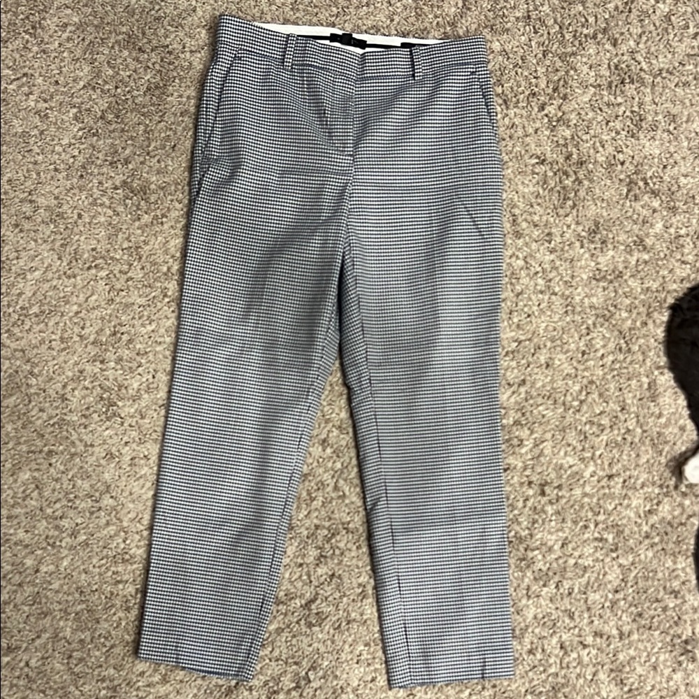 Ann Taylor Blue and White Houndstooth Straight Leg Pants
